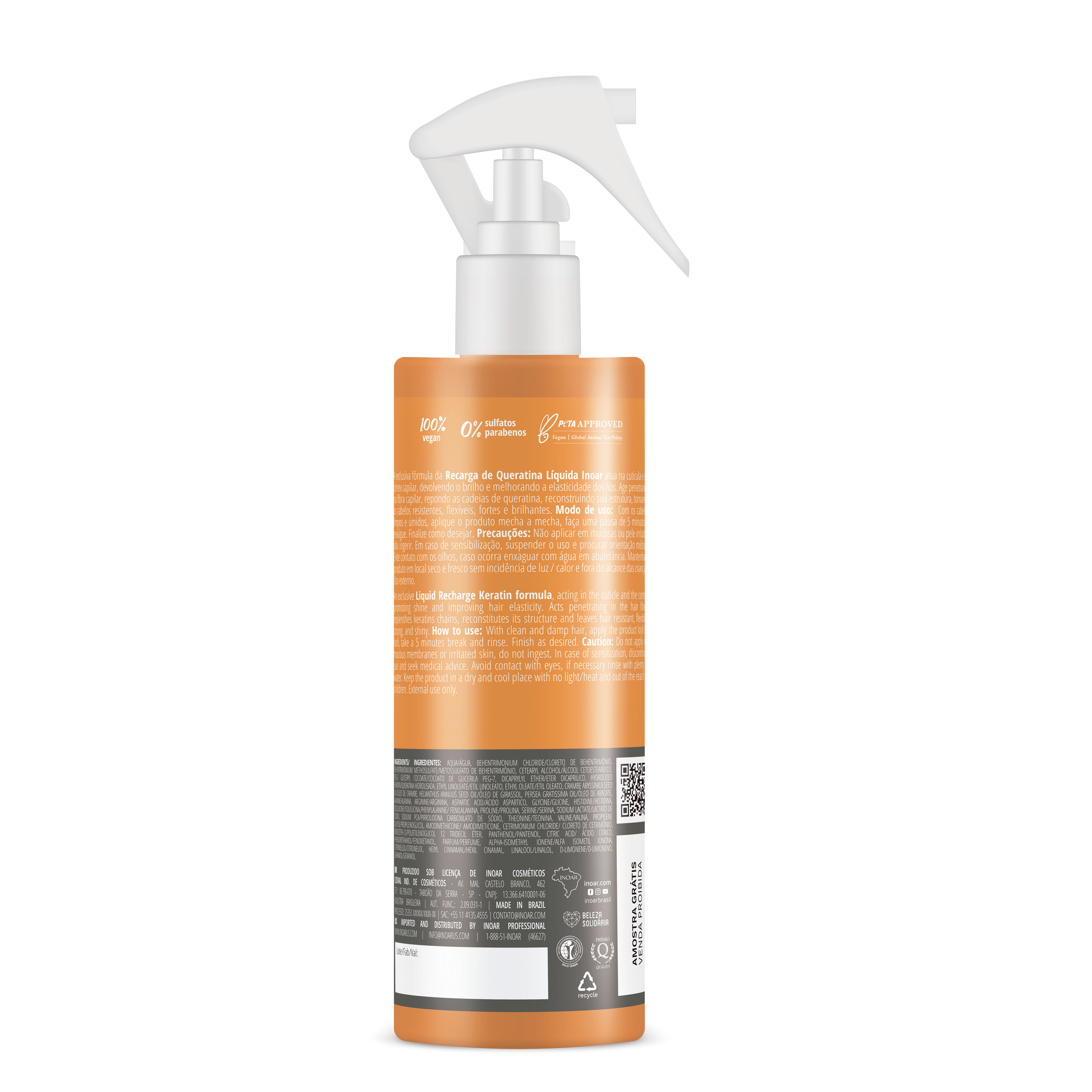 INOAR Keratin Recharge Liquid  – Hair Reconstruction, Shine & Anti-Humidity Protection