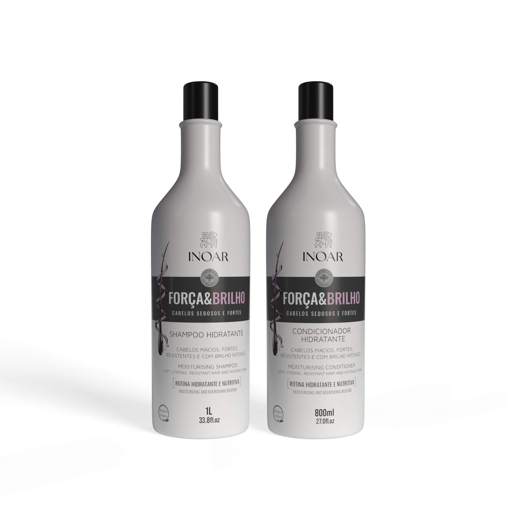 INOAR Strength and Shine hair care system. Hair care kit with aloe vera and biotin for healthier-looking hair