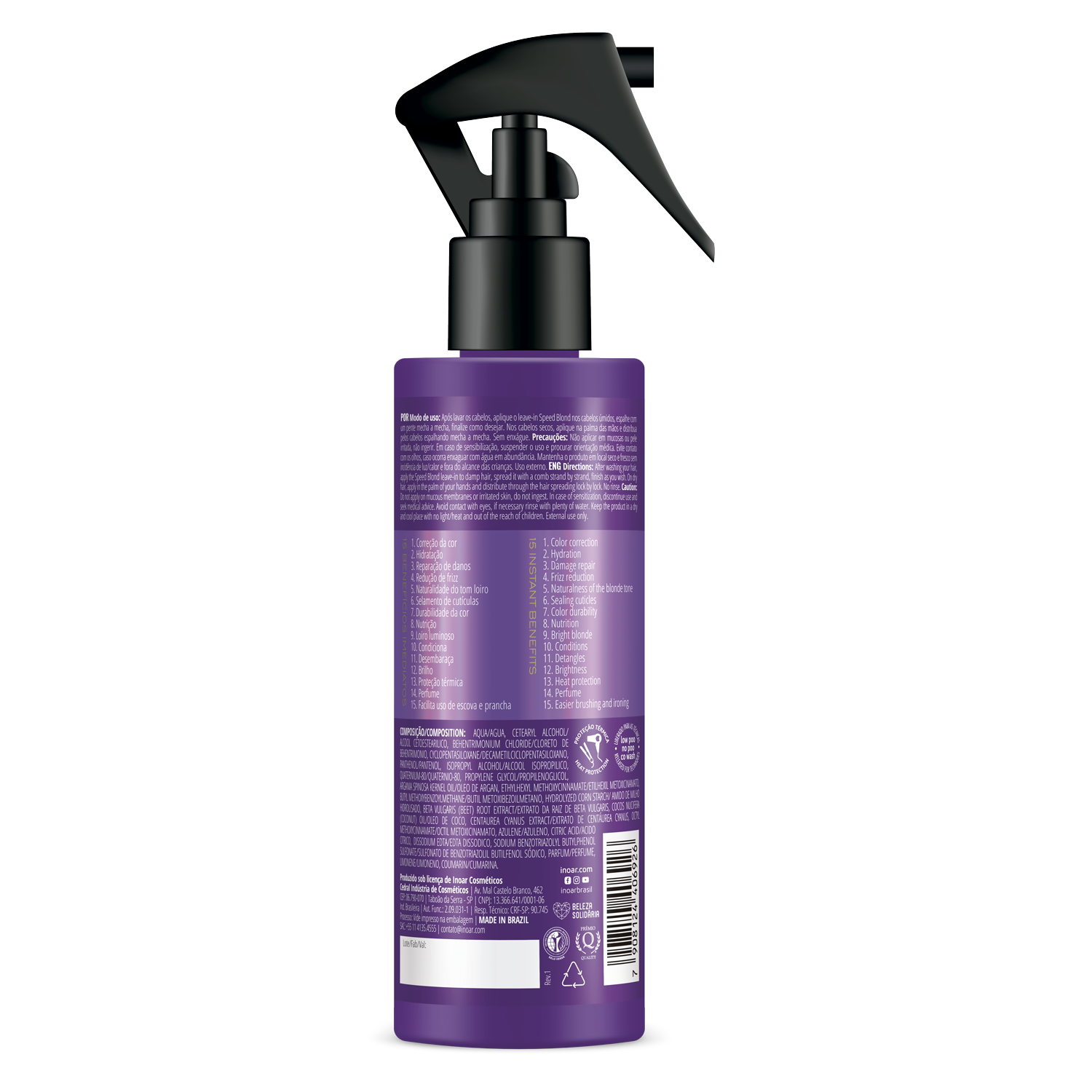 INOAR Absolut Speed Blond Leave-In close-up. Professional  treatment for cool toned blonde hair