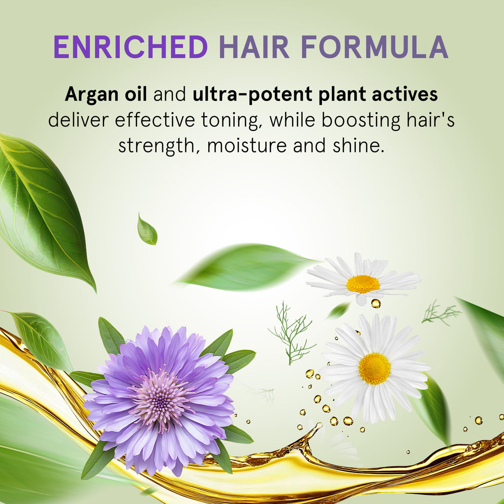 Blonde, silver and gray hair toning system with Argan oil and Azulene extract
