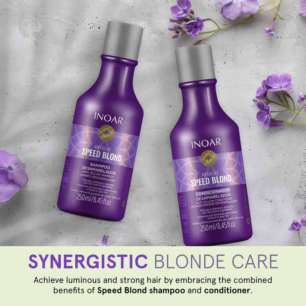Professional blonde, silver and gray hair care duo for hydration and shine