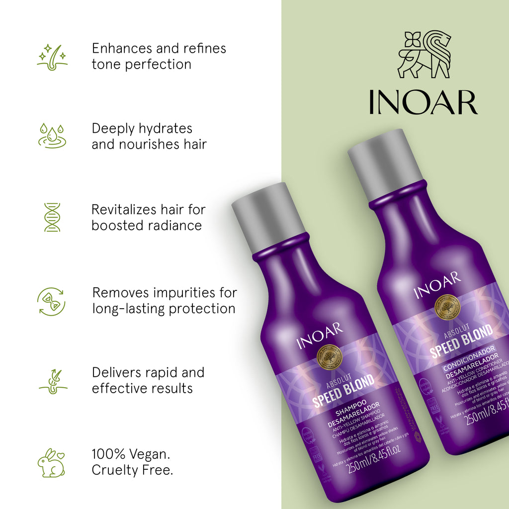 Purple shampoo and conditioner for neutralizing yellow tones and brassiness