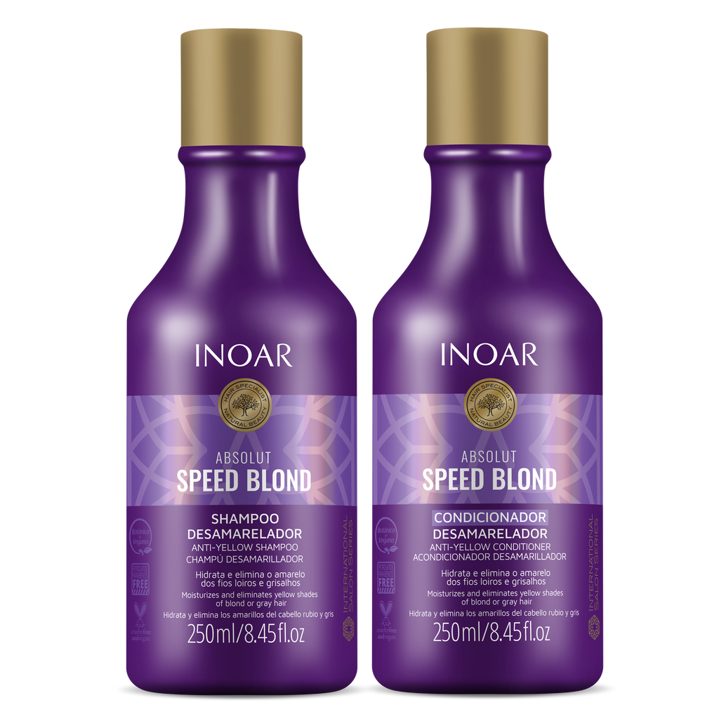 INOAR Absolut Speed Blond shampoo and conditioner close-up