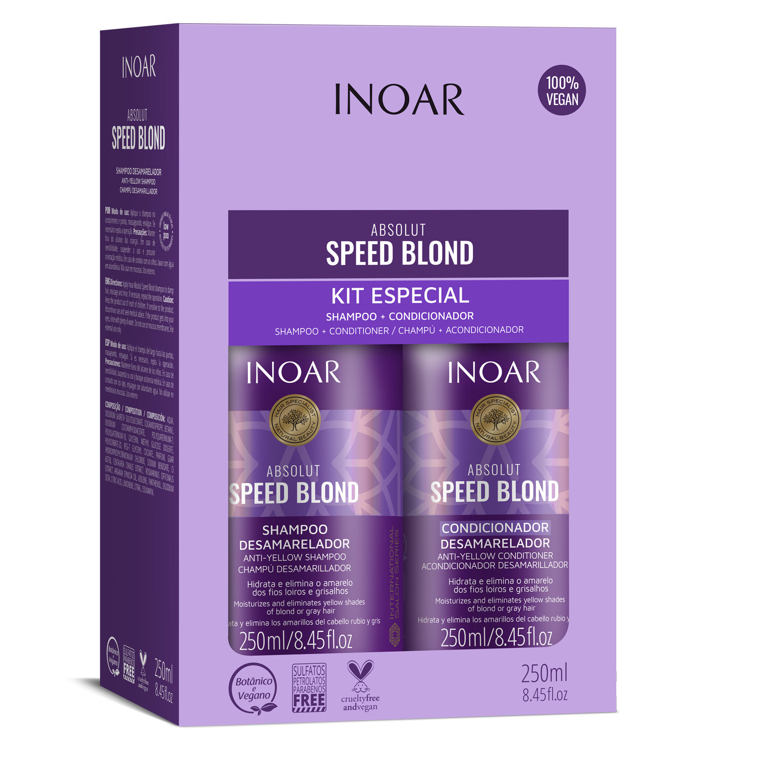 INOAR Absolut Speed Blond Shampoo and Conditioner Kit for blonde and silver hair