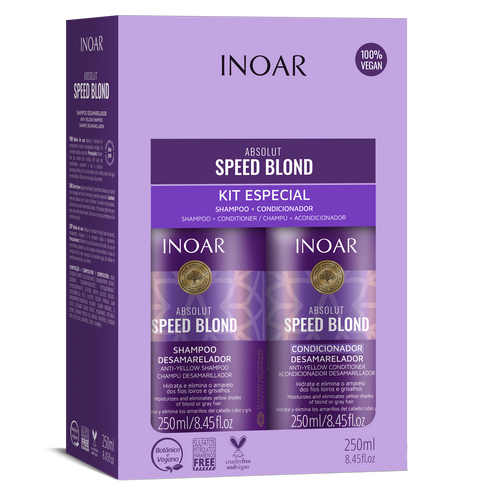 INOAR Absolut Speed Blond Shampoo and Conditioner Kit for blonde and silver hair