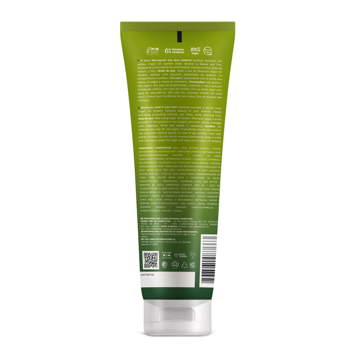 Close-up of INOAR Argan Oil System Hydrating Conditioner showing nourishing argan oil formula for dry hair