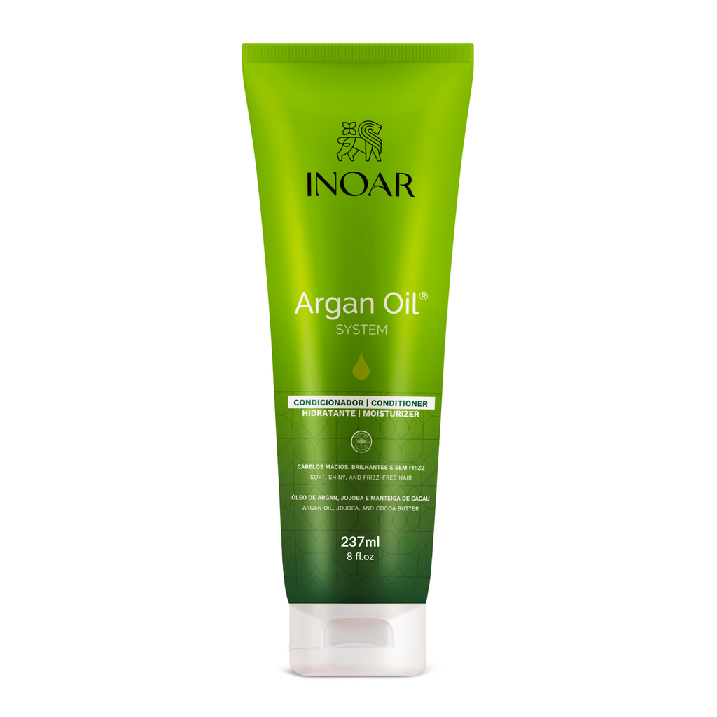 Hydrate, smooth, and detangle hair with INOAR Argan Oil Conditioner. Reduces frizz, restores moisture, and boosts softness, shine, and strength.