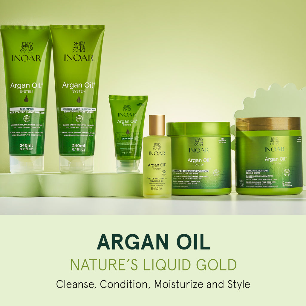 Professional argan oil system for hydration, nourishment, and shine enhancement