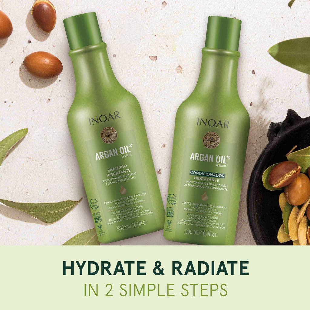 INOAR Argan Oil Duo Kit for restoring moisture and softness to dry hair
