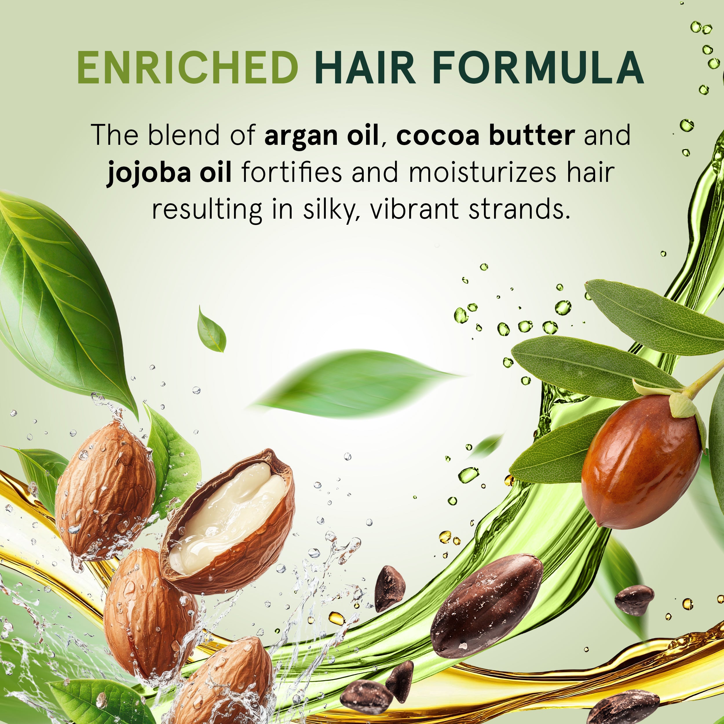 Hydrating shampoo with argan oil, cocoa butter and jojoba oil for restoring moisture, shine, and smoothness to hair