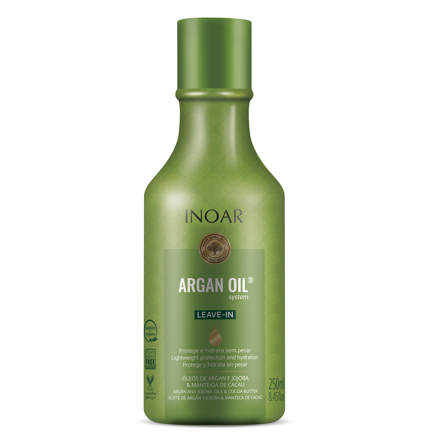INOAR Argan Oil System Moisturizing Leave-In for heat protection, hydration, and frizz control