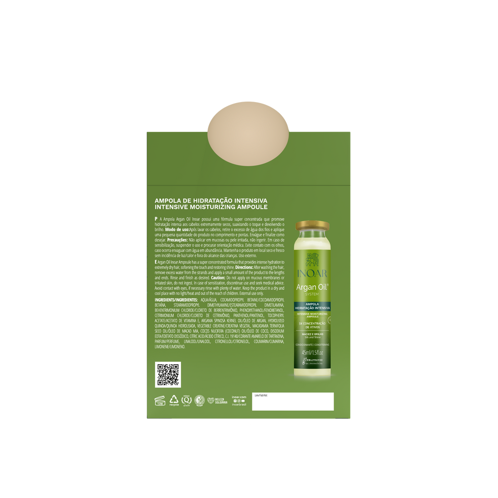 Hair ampoule with argan oil and hydrolyzed quinoa for shine and softness