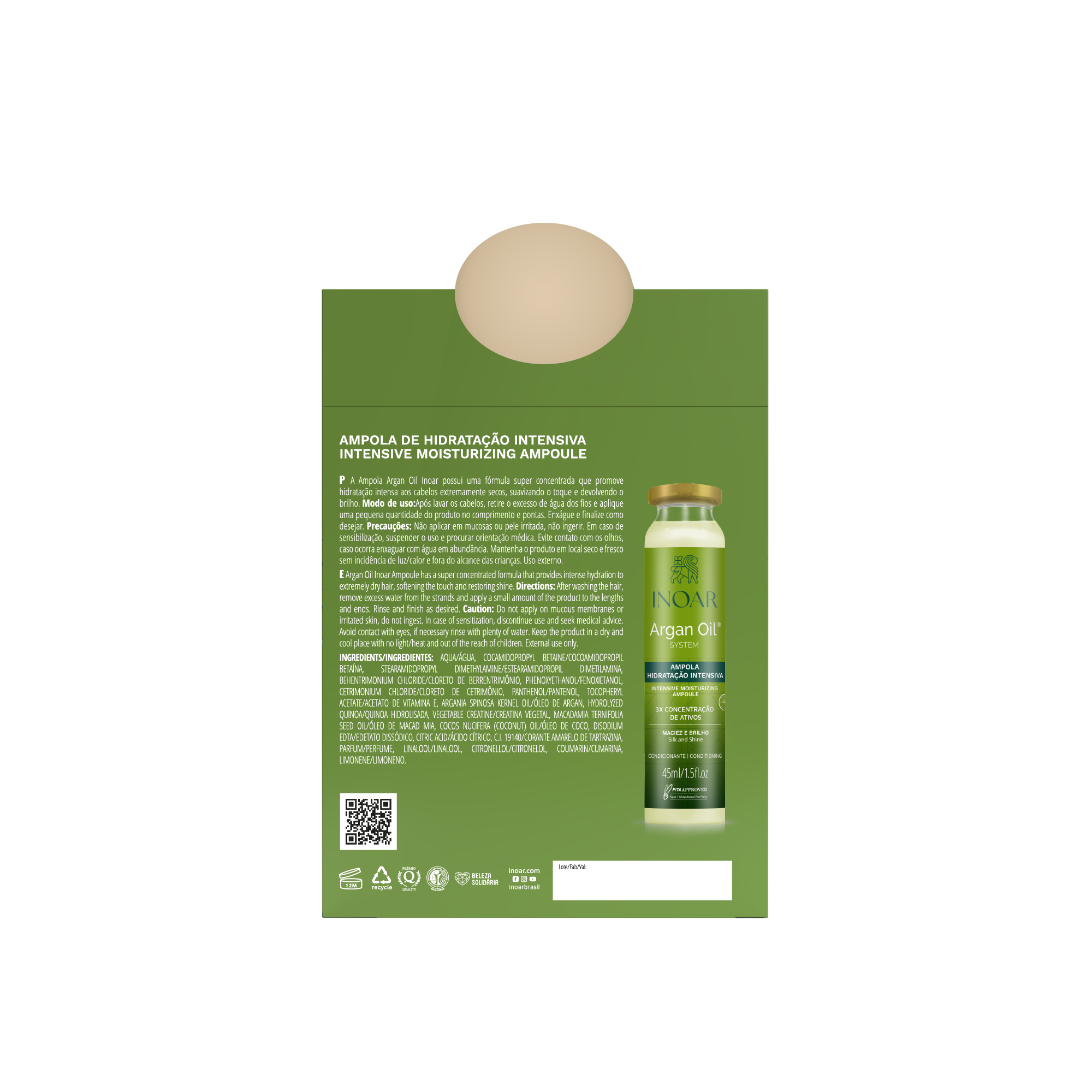 Hair ampoule with argan oil and hydrolyzed quinoa for shine and softness