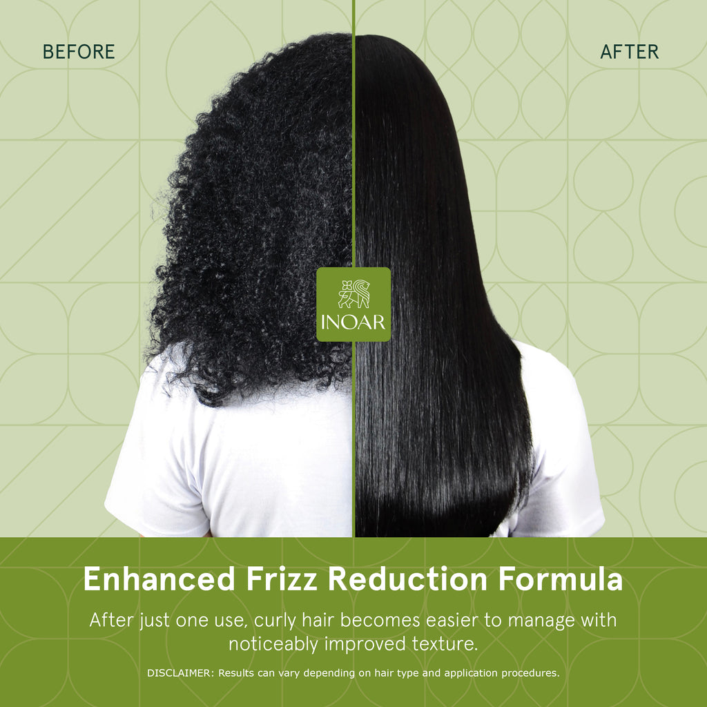 Before and after BotoHAIR frizz reduction treatment results