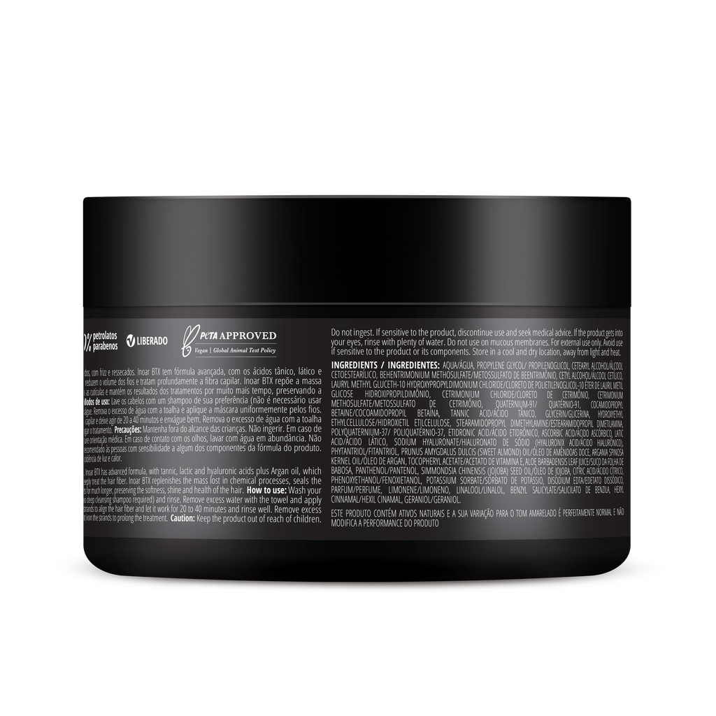 INOAR BTX mask close-up for frizz control and hydration