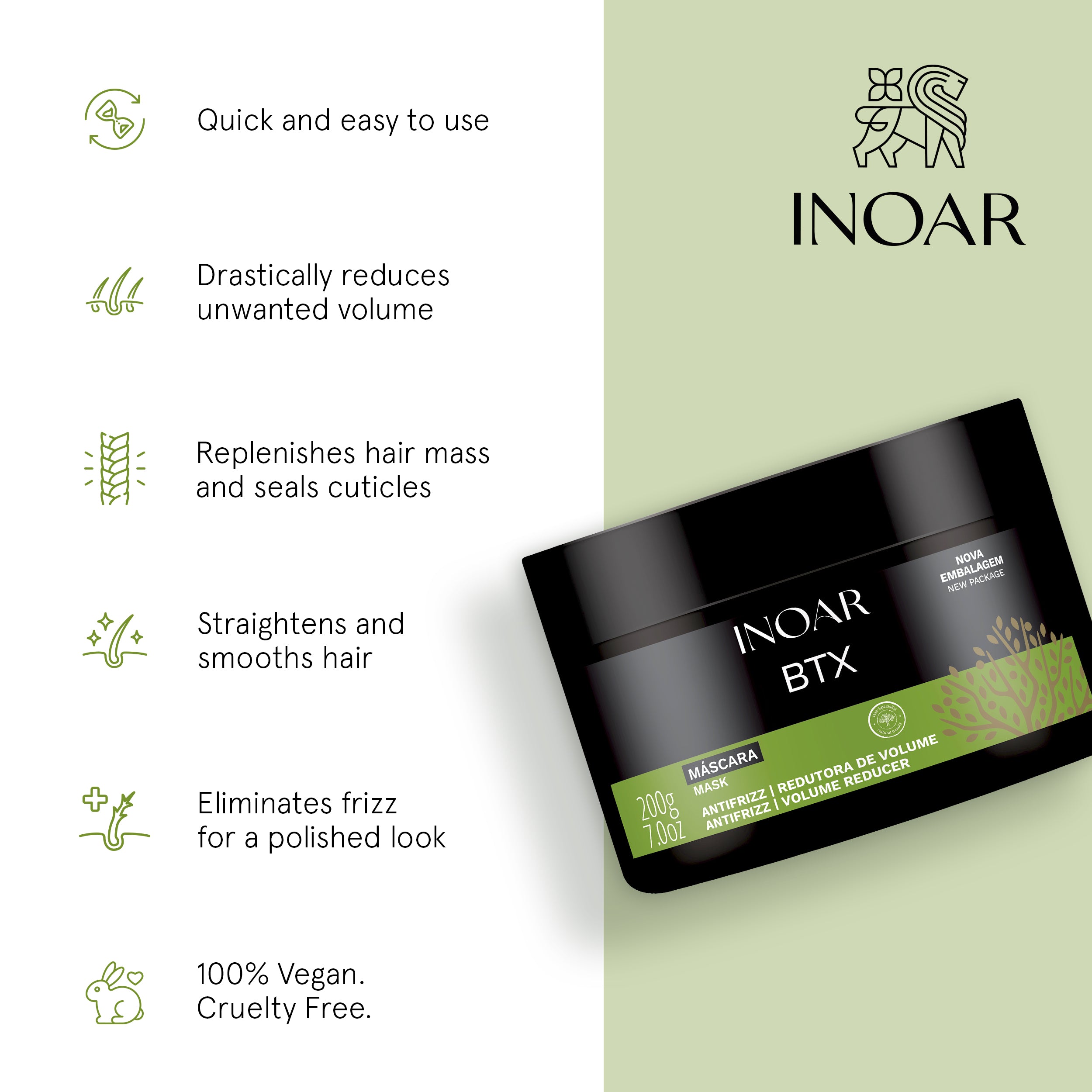 Anti-frizz hair mask with tannic, lactic, and hyaluronic acids for damaged hair