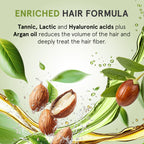 Anti-frizz hair mask with tannic, lactic, and hyaluronic acids for damaged hair