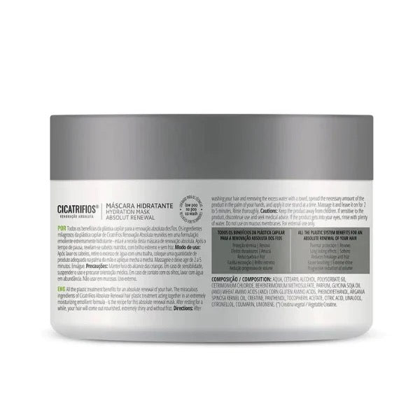 INOAR Cicatrifios hair mask close-up. Anti-frizz hair mask with RejuComplex for smooth shiny hair