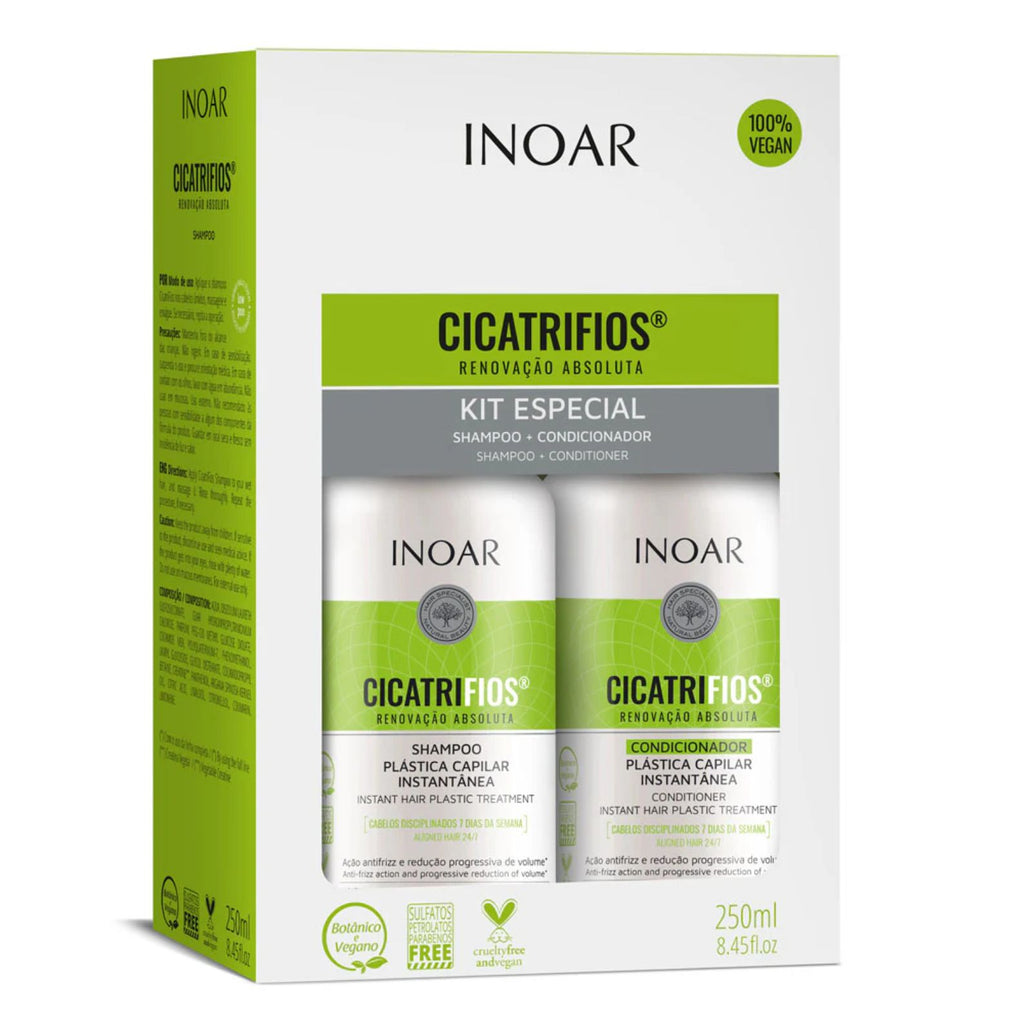 INOAR Cicatrifios Shampoo & Conditioner Kit – Hair Renewal, Frizz Control & Volume Reduction
