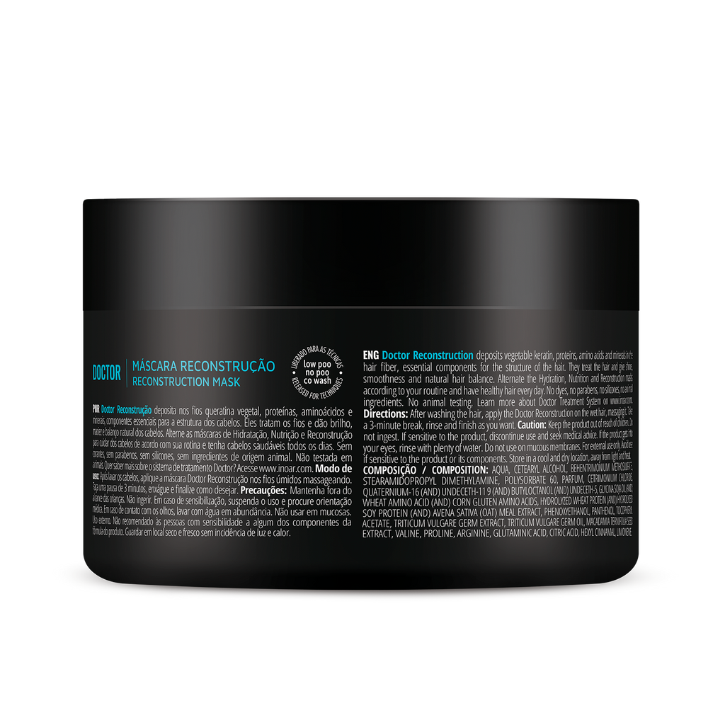 INOAR Doctor Reconstruction Mask close-up. Professional hair repair and strengthening treatment