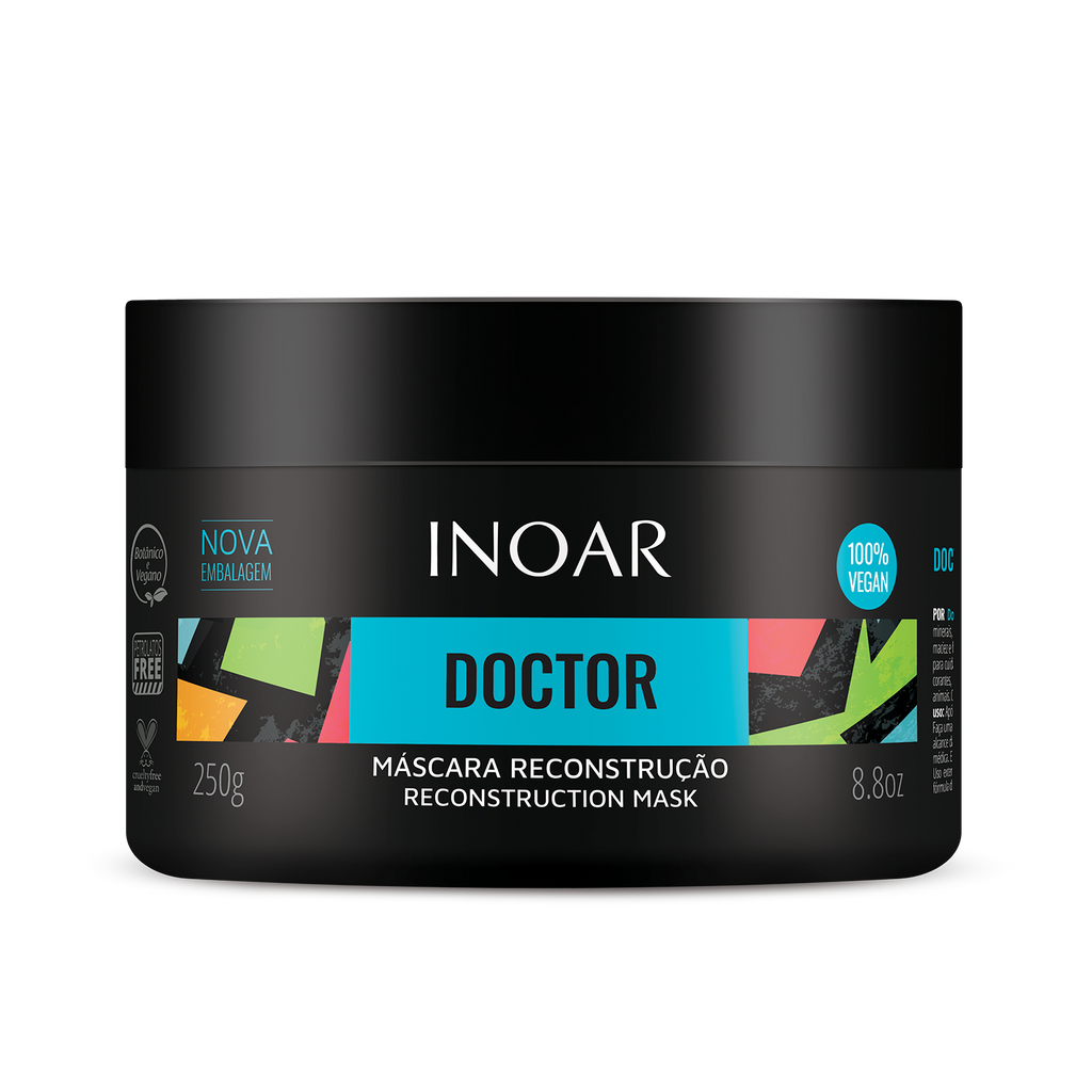 INOAR Doctor Reconstruction Mask for damaged hair repair and strength.