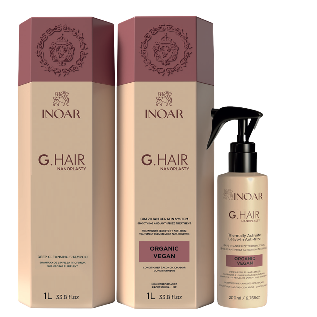 Ultra-smooth, frizz-free, long-lasting straight hair—without formaldehyde. INOAR G.Hair Nanoplasty is an advanced professional straightening system.