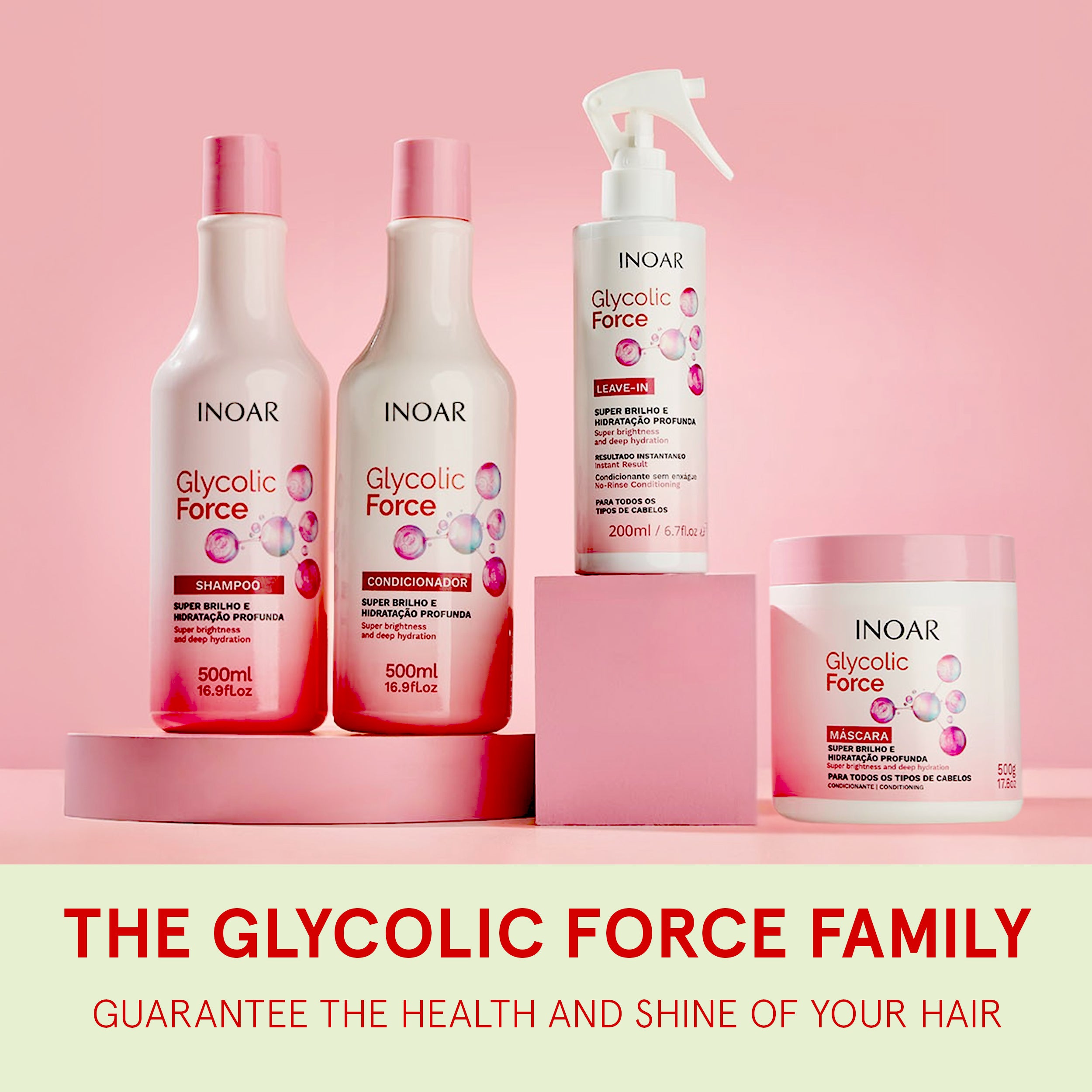 INOAR Glycolic Force Hair Line for deep hydration and mirror-like shine