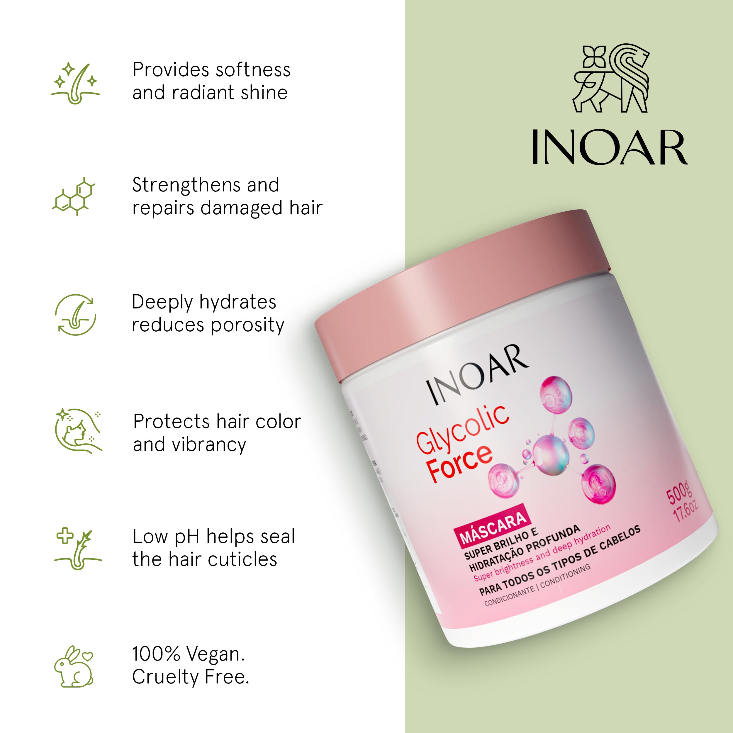 Professional glycolic acid hair mask for deep hydration and glossy salon-quality results. Deep hydrates and reduce hair porosity