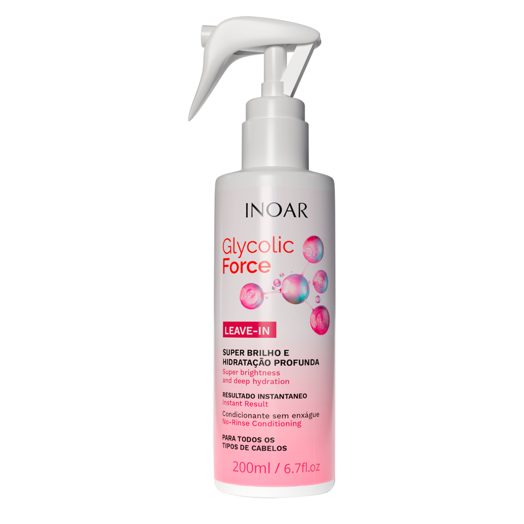 INOAR Glycolic Force Leave-In for deep hydration and super shine for dry and dull hair
