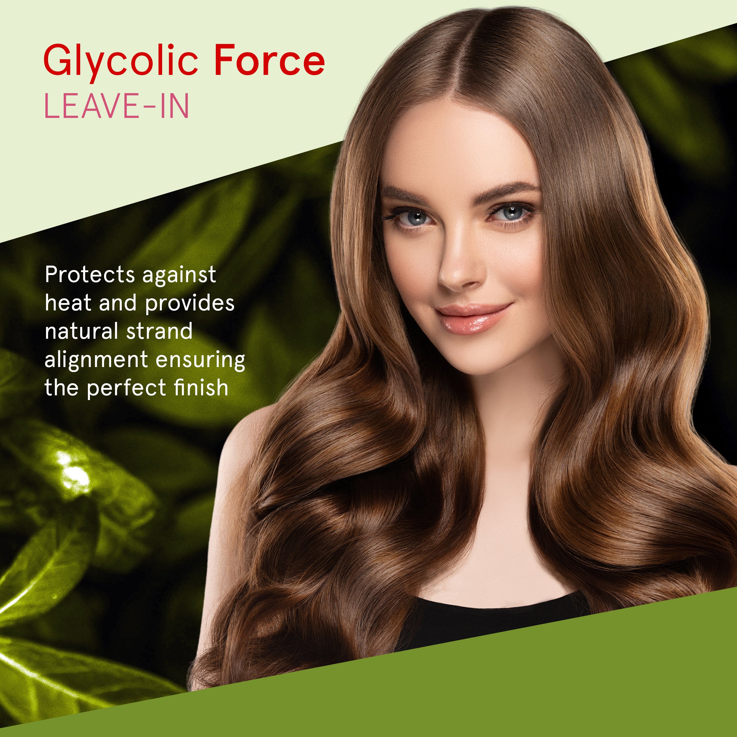 Applying INOAR Glycolic Force Leave-In for hydration and glossy shine