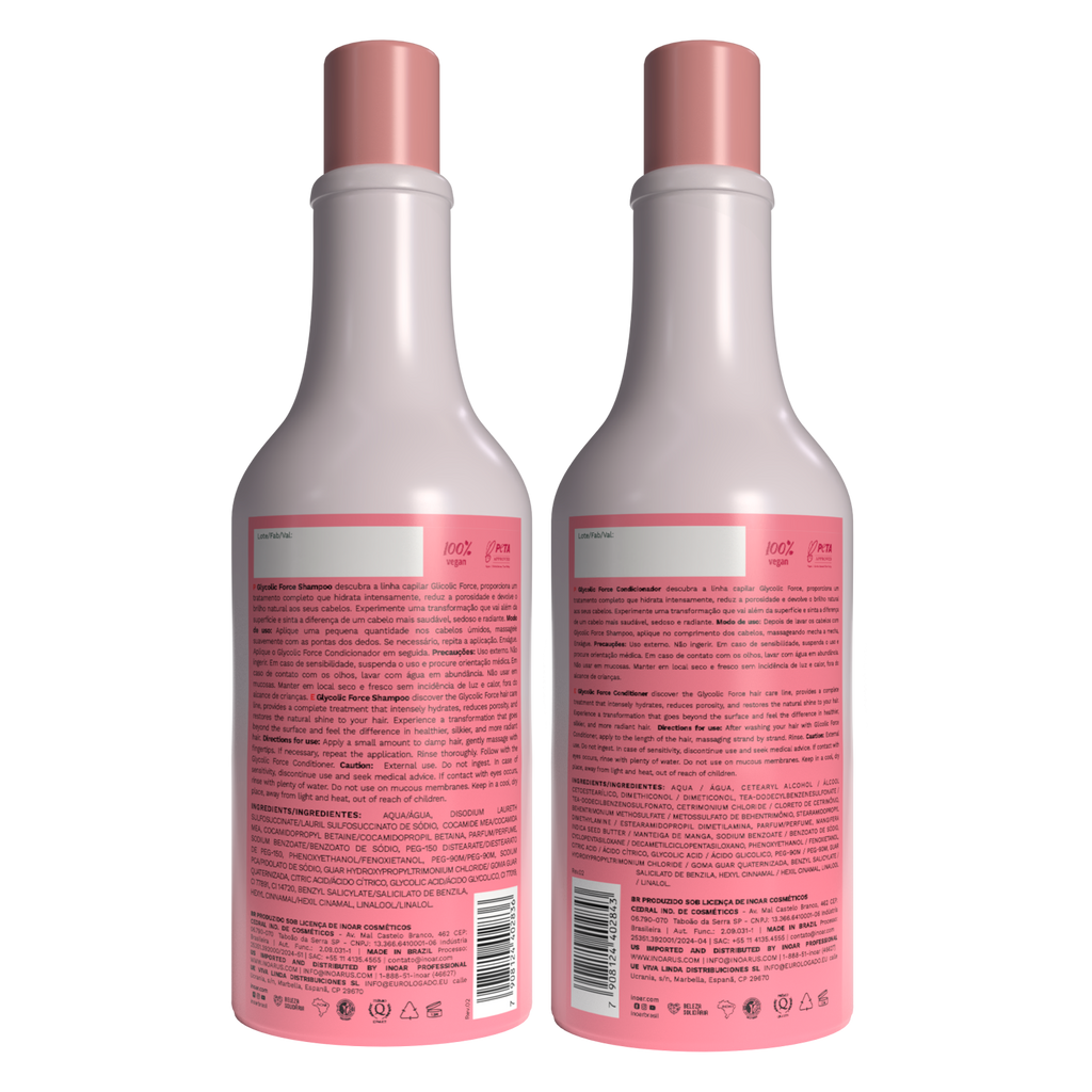 Hair care duo with glycolic acid and vegan ingredients for deep hydration and mirror-like shine