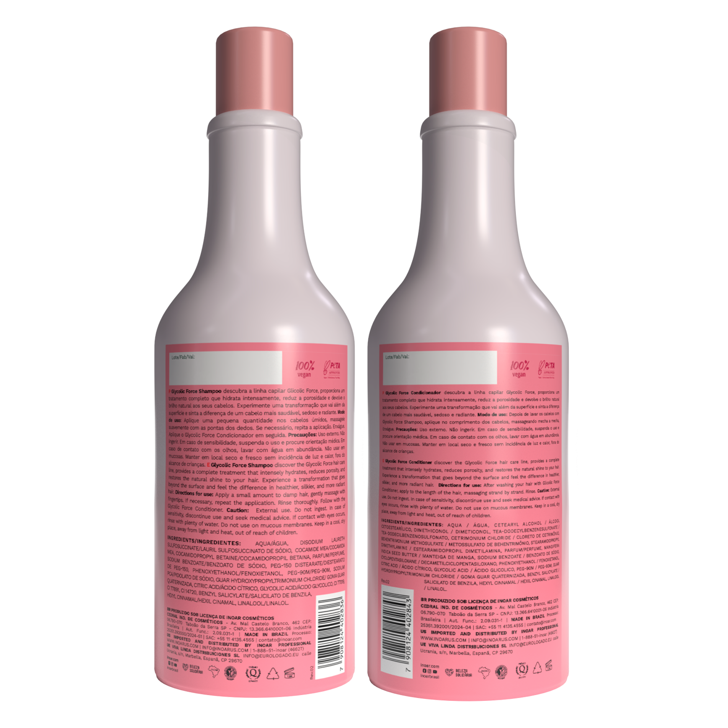 Hair care duo with glycolic acid and vegan ingredients for deep hydration and mirror-like shine