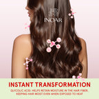 Hair hydration treatment for dry, dull, and frizzy hair with glycolic acid. Retain moisture in the hair fiber