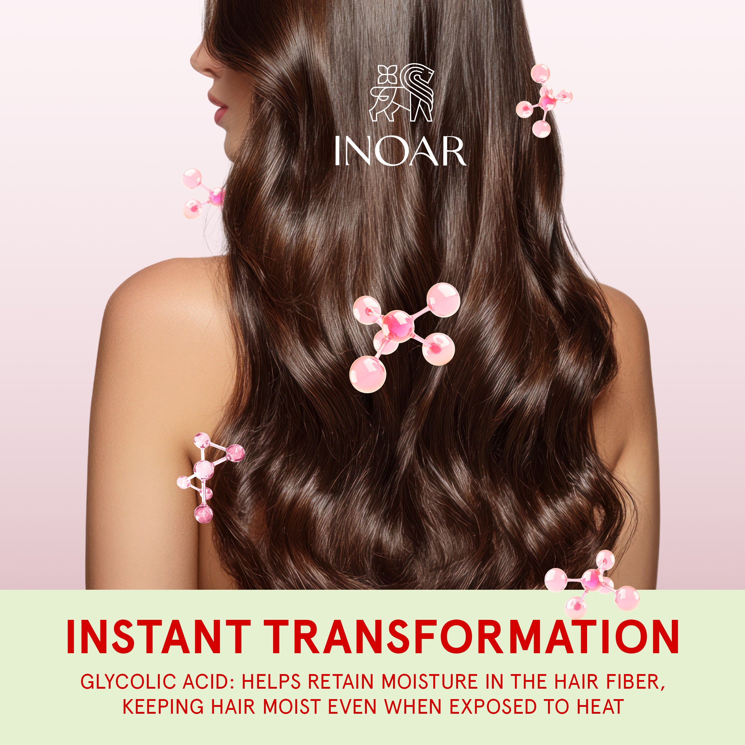 Hair hydration treatment for dry, dull, and frizzy hair with glycolic acid. Retain moisture in the hair fiber