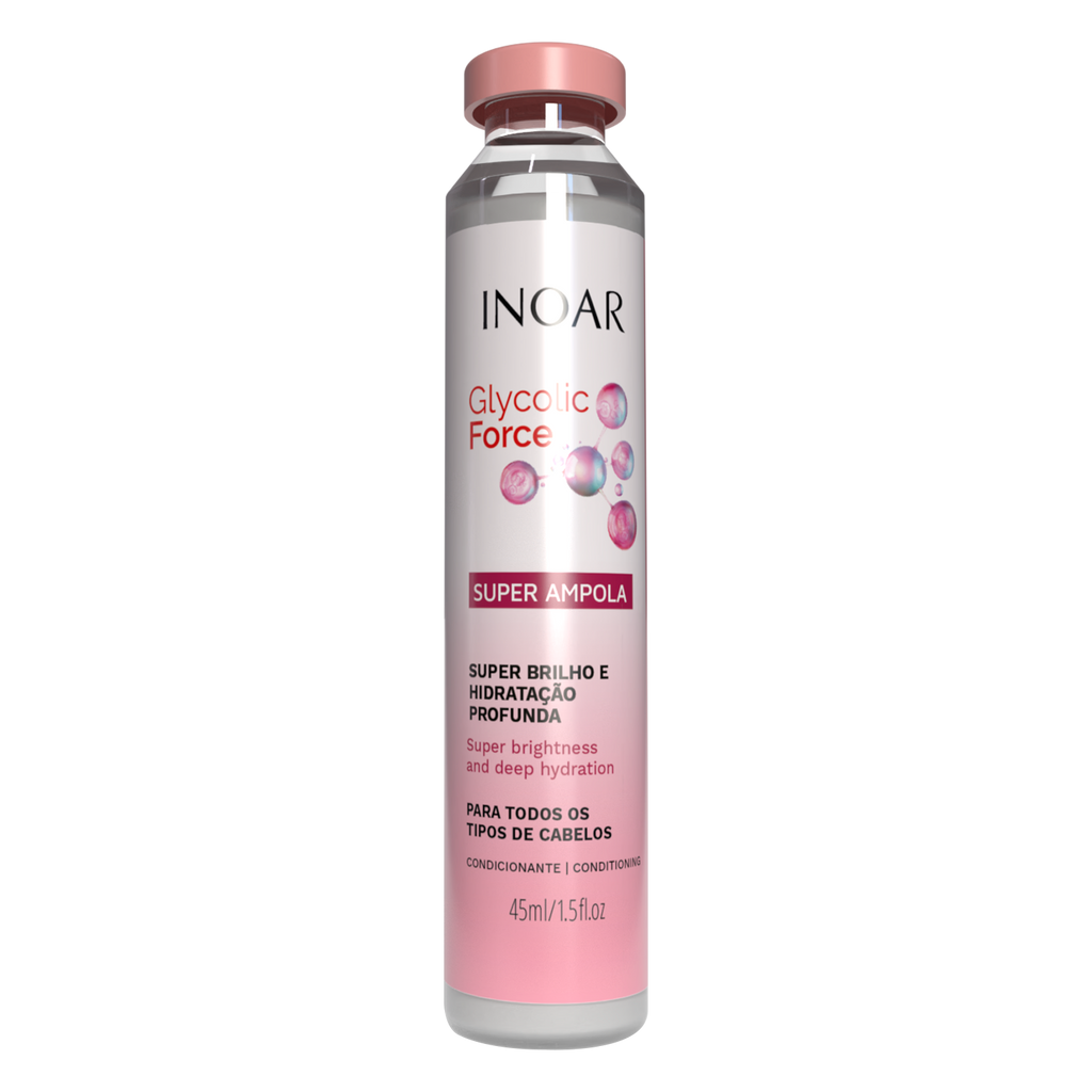 INOAR Glycolic Force Shine Ampoule for deep hydration and super shine for dull hair