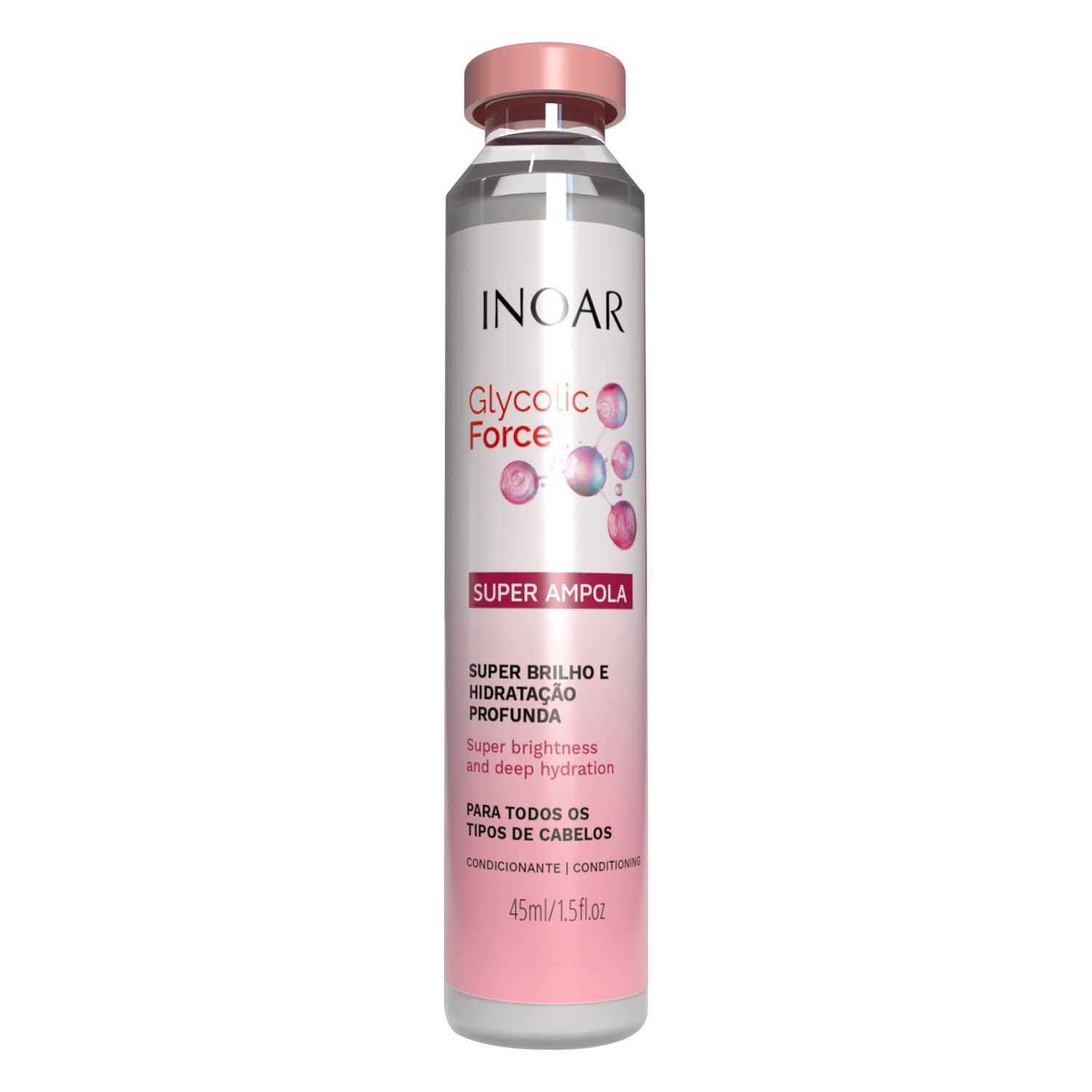 INOAR Glycolic Force Shine Ampoule for deep hydration and super shine for dull hair
