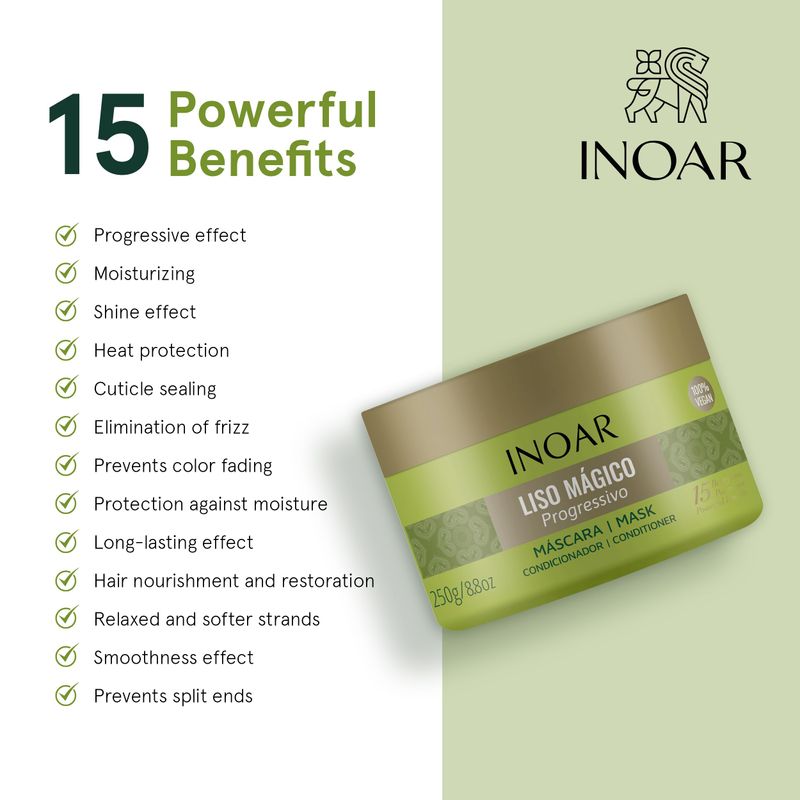 INOAR Magic Straight Hair Mask for deep hydration and frizz control for dry damaged hair benefits