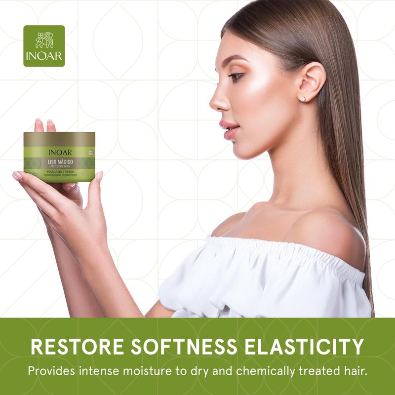 INOAR Magic Straight Hair Mask for deep hydration and frizz control for dry damaged hair. provides elasticity