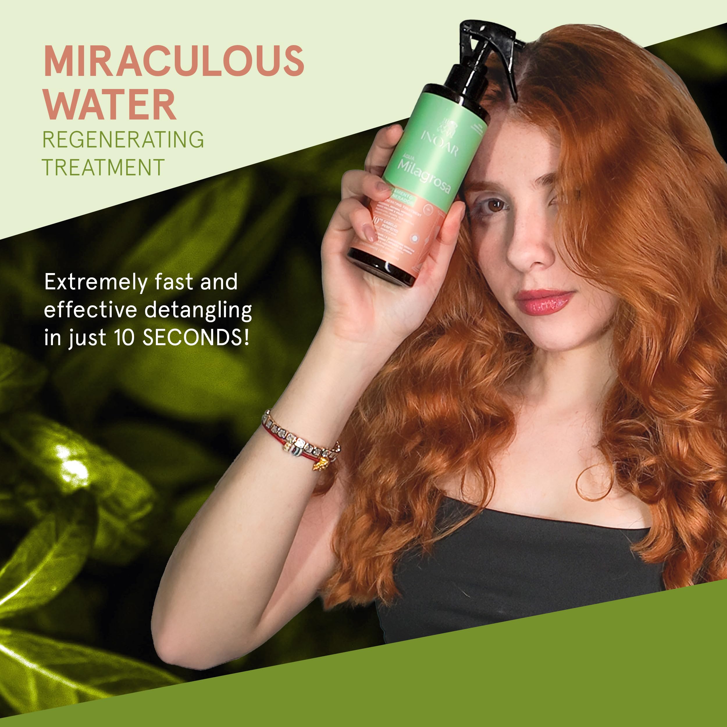 INOAR Miraculous Water spray to damaged hair for hydration, strengthening, and smoothness
