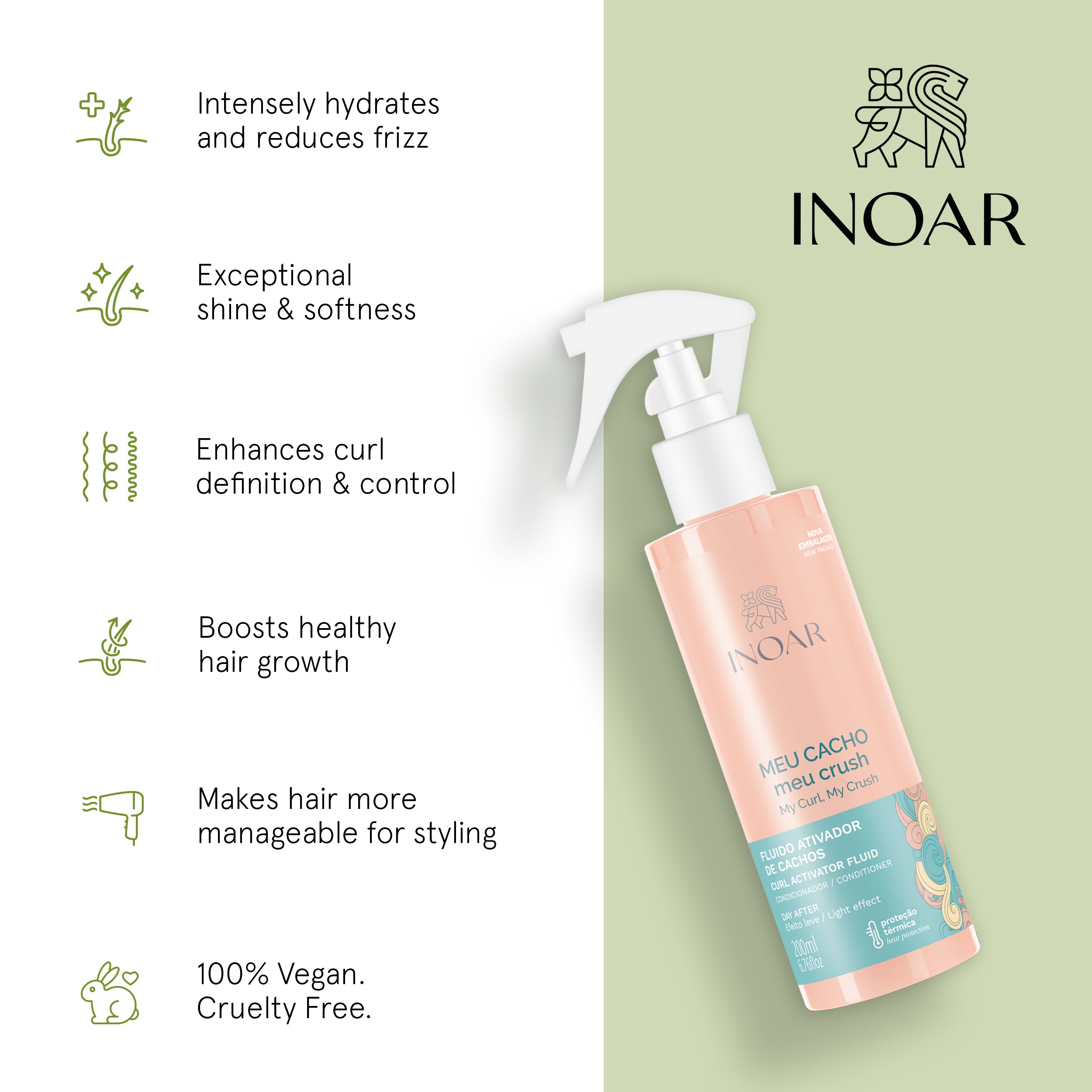 Curly hair activator for reducing frizz and dryness. Curl enhancing fluid for healthy-looking curls