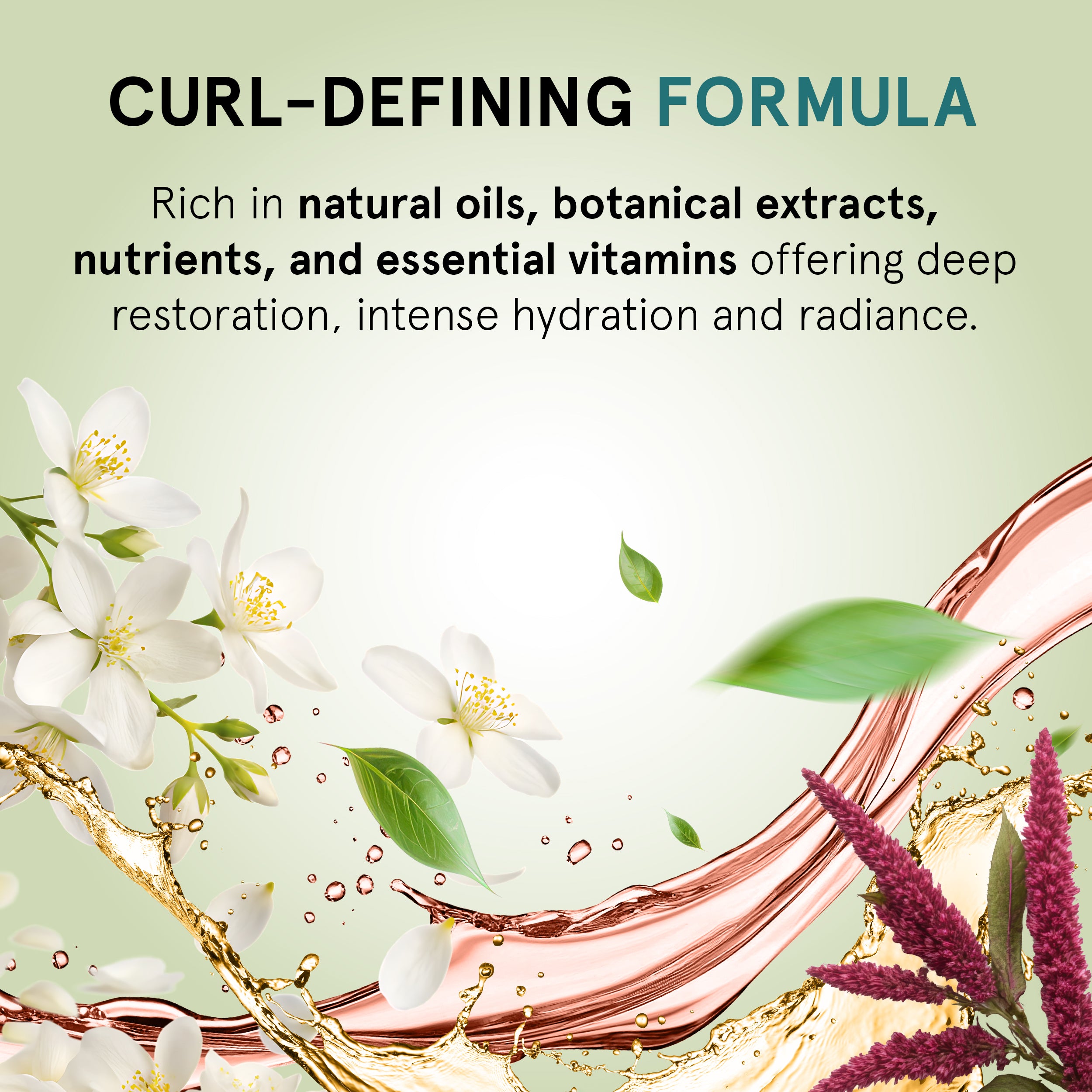 Curl definition hair treatment with vitamin E, plant collagen and amaranth oil for softness