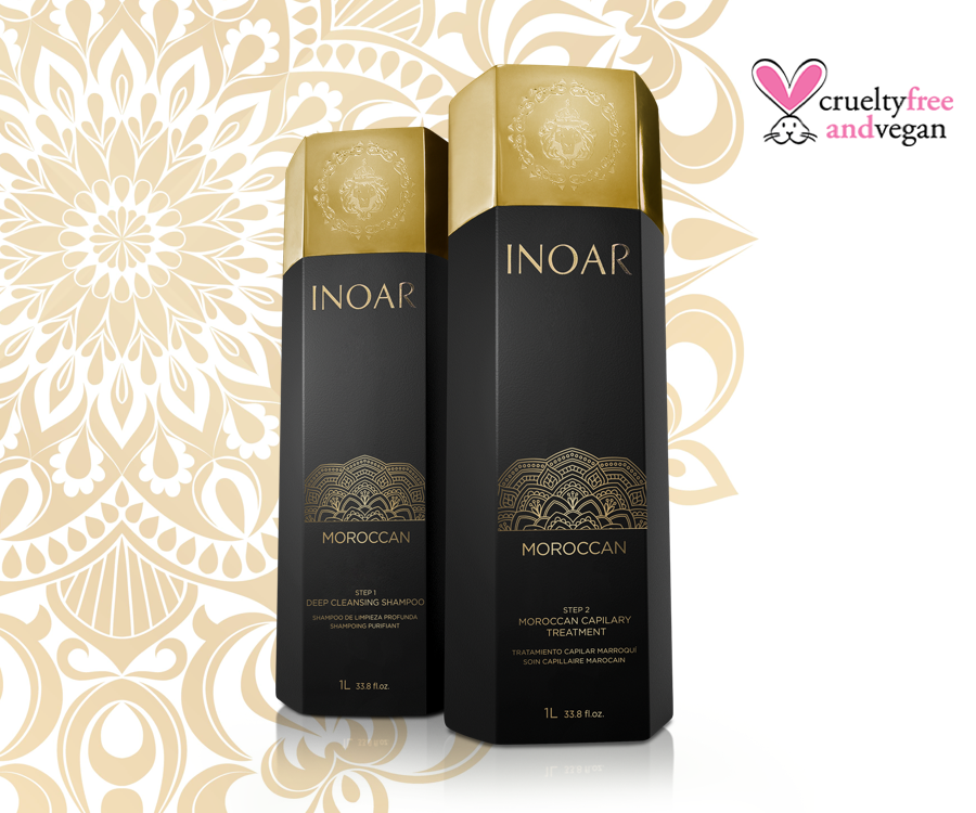 INOAR Moroccan Keratin professional hair straightening system. Two 1 litter bottles